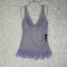 Victoria's Secret Lavender Polka Dot Mesh Ruffle Chemise Babydoll 36C Y2K VTG 04