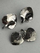 Vintage Stuart NYE Sterling 925 Vintage Hand Wrought Leaf Brooch Earrings Set