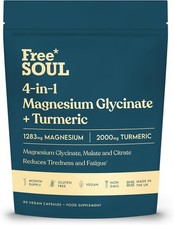Magnesium Glycinate + Turmeric 4‑in‑1 Complex 1283mg | 90 Vegan Tablets 0.14 per thousand milligrams