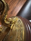 Vintage Ram Head Zodiac Globe Desk Clock Brass Tone Rotating Orb Wood Base — photo 8