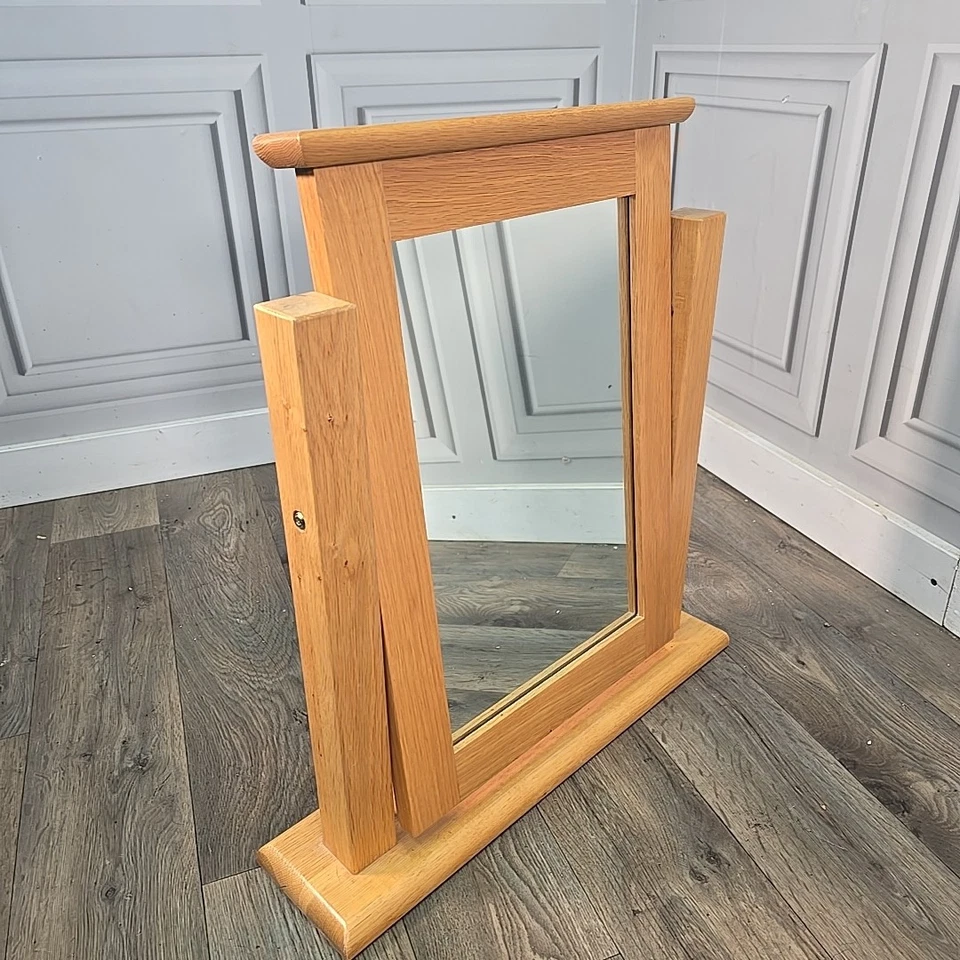 Table Top Mirror - Solid Oak Wooden Dressing Swing - Contemporary Toilet Bedroom - Image 2 of 4