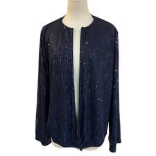 Purple Sequin Open Front Jacket Sparkle Retro Evening Glam Partywear 80score XL