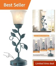 Elegant 3-Way Touch Control Table Lamp with USB Charging Ports   Vintage Charm