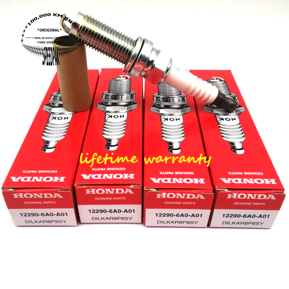 4PCS Genuine NGK 12290-6A0-A01 Spark Plug DILKAR8P8SY For Honda