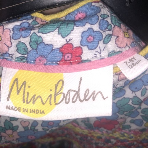 Mini Boden smocked dress multi colored apple blossom floral 7 8 Long Sleeve EUC - Picture 7 of 7