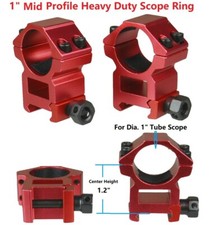 Scope Rings 1" High Rise Heavy Duty Weaver 1 Inch Red Aluminum Weaver Rifle