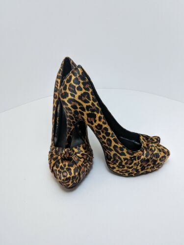 Qupid Leopard Stiletto Pumps - Used - Pin-up High Heels - Msrp $50 - SIZE 6