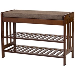 shoe bench rack bamboo entryway natural storage cushion ollieroo household shelf amber