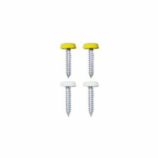 Image of WOT-NOTS NUMBER PLATE PLASTIC TOP SCREWS WHITE & YELLOW PACK OF 4 PWN566