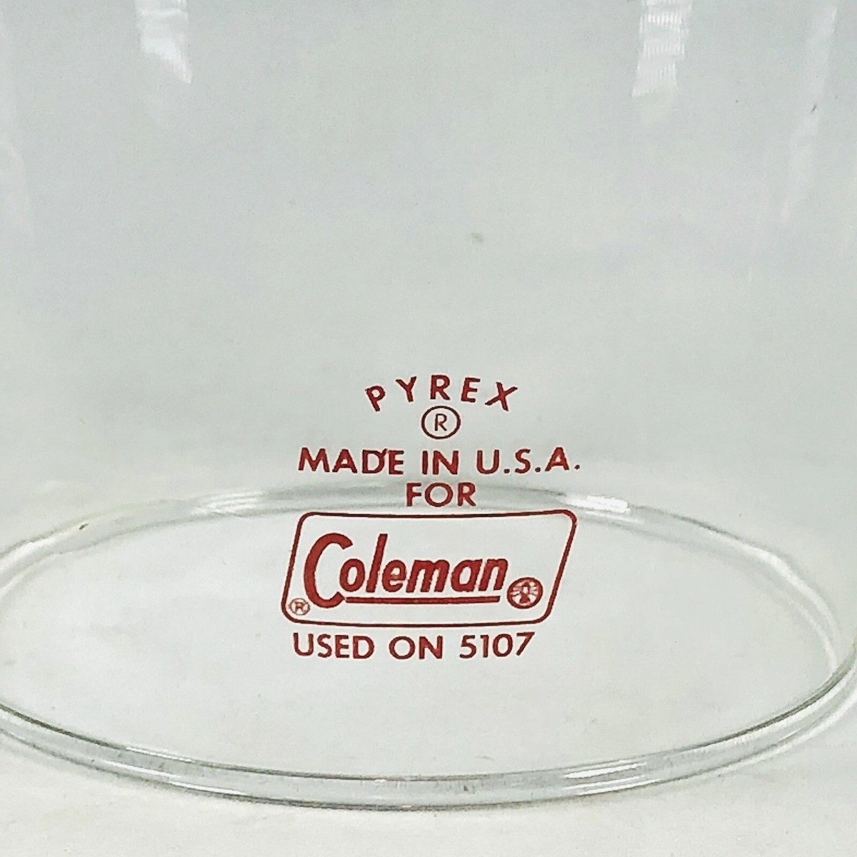 NOS US Coleman 5107 Globe Small Tapered Clear Red Pyrex -- Check