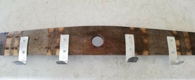 Handmade Natural Coat/Hat Rack From Authentic Wine Barrel Bung Hole Stave