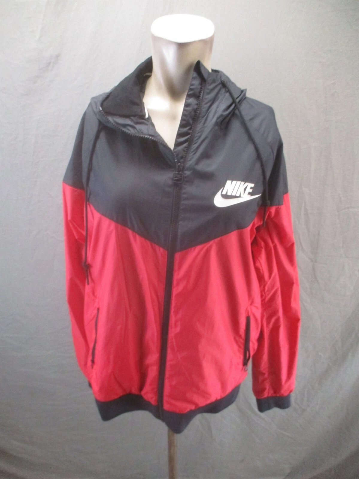 NIKE Size M Mens Full Zip Pocket Drawstring Lightweight Hooded Windbreaker 112
