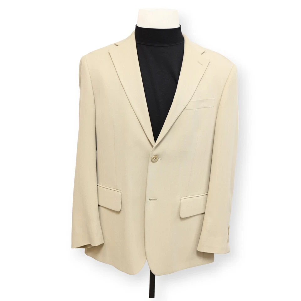 OSCAR DE LA RENTA Hombre Beige Sólido Dos Botones Abrigo Deportivo Traje Chaqueta Blazer 42 R Foto 2 de 4