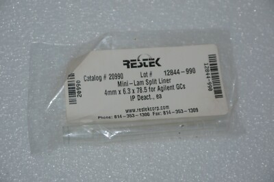 Restek 20990 Mini-Lam Split Liner 4mm x 6.3 x 78.5 for Agilent GCs New
