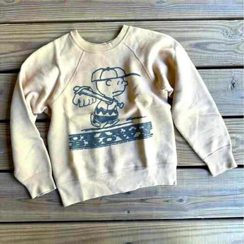 Vintage 1960s Charlie Brown Tan Sweatshirt Top 60s Mayo Spruce Peanuts Youth VTG - Afbeelding 1 van 15