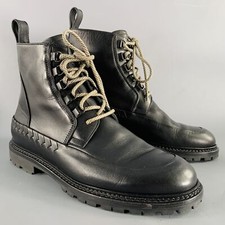 BOTTEGA VENETA Size 8.5 Black Leather Lace-Up...