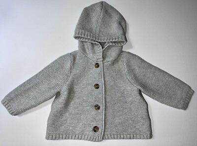Carter s Baby Hoodie Sweater Size 6-12 Months Gray Crochet Knit 