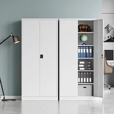 Metal Cabinet 4 Adjustable Shelves 71H Locking Garage Storage Cabinet with Doors