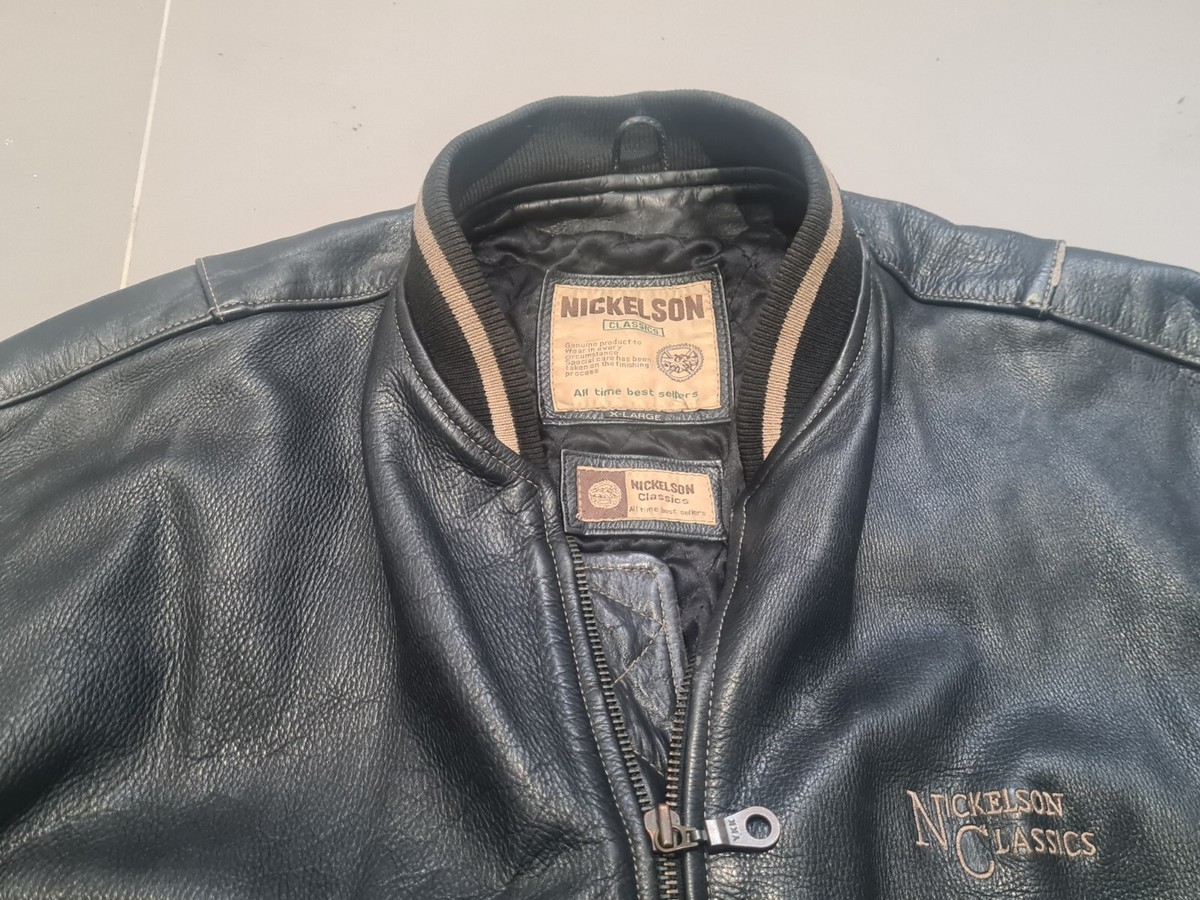 Nickelson Vintage Classic 90s Bomber Leather Jacket | eBay UK