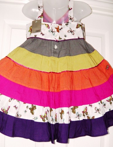 NEU MIT ETIKETT MÄDCHEN NEXT BOHO SCHMETTERLING SOMMERKLEID 3-4 JAHRE NEU URLAUB PARTY SONNE PINK - Bild 9 von 10