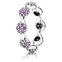 Pandora Ring Gr.54 Sterling Silber Kleine Kreise Pavé Lila Zirkonia 190889CFP-54