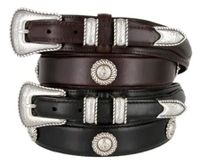 Antique Horse Head Conchos Belt Western Oil Tanned Genuine Leather Ranger Belt