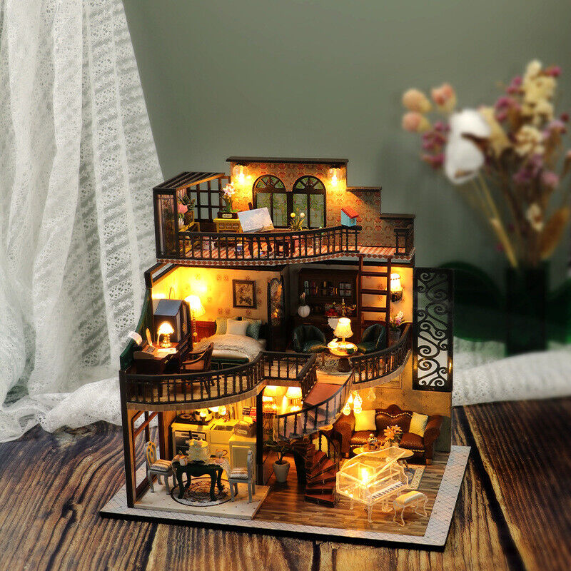 Doll Houses Diy Miniature Wooden Furniture Kit,handmade Doll House