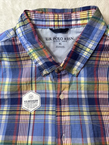 NEU US Polo ASSN EZ Breeze mehrfarbig kariertes geknöpftes Hemd Herren XL 0049 - Bild 3 von 9