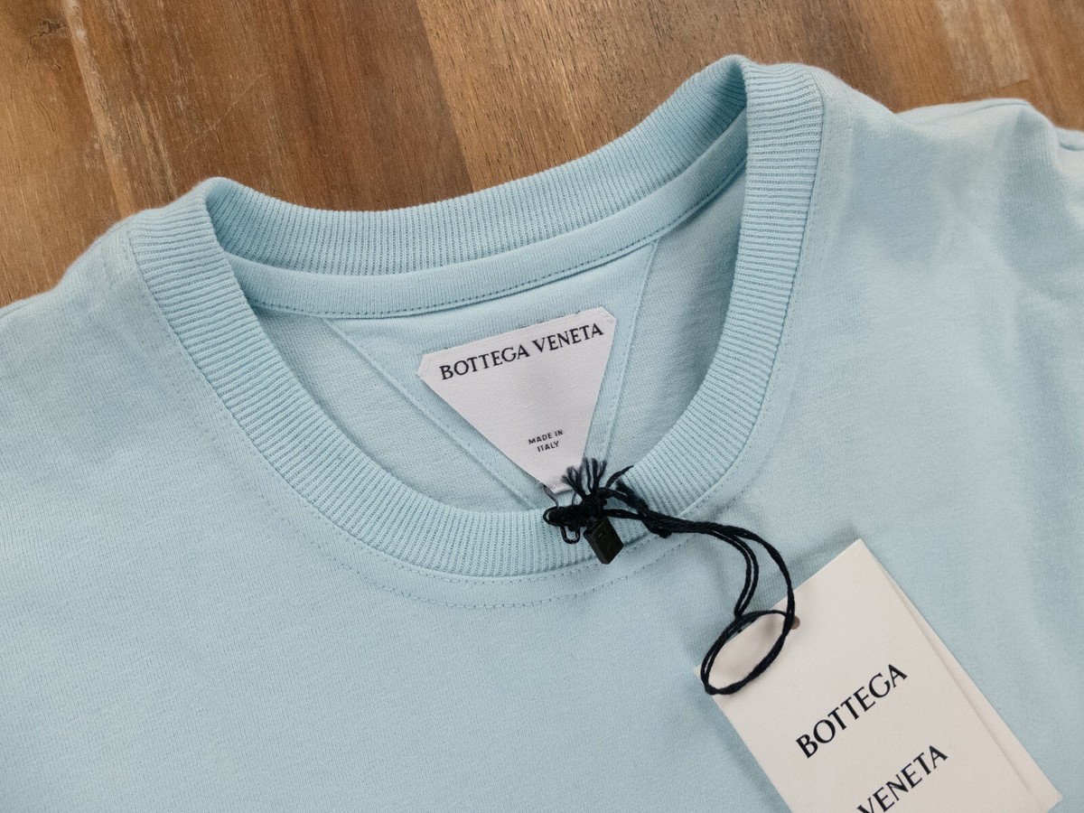 BOTTEGA VENETA Sunrise light blue basic cotton t-shirt Size