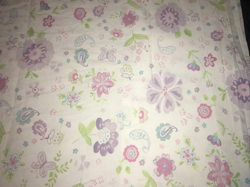 Pottery Barn Kids Garden Party Purple Std Pillowcase Floral Cottage Paisley Pink - Image 4 of 4