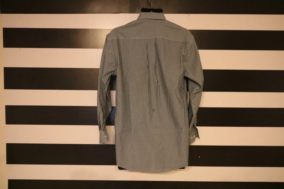 Camisa de vestir Nautica para hombre blanca/gris a rayas 100 % algodón botones delanteros talla 15,5 Foto 4 de 4