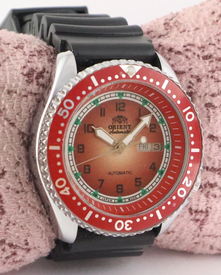 Reloj Pulsera Orient Diver Hombre Automático 21 Joyas Día/Fecha Todo Funcionando Banda Goma Foto 2 de 4