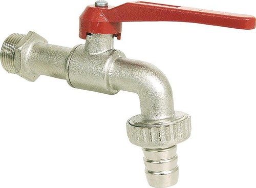Kugelhahn Auslaufhahn Auslauf vernickelt 3/8" Hahn NEU Wasserhahn mit Hebelgriff - Bild 1 von 3