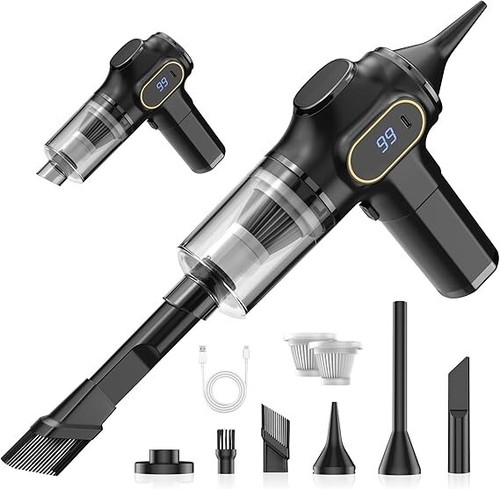 Mini Aspirapolvere per Auto e Casa Portatile,Potente Ricaricabile Leggero 2in1.