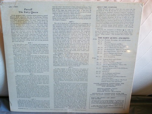 Henry Purcell Fairy Queen Curtin Tibbetts Pinkham Orig. Allegro FACTORY SEALED! - Picture 2 of 2