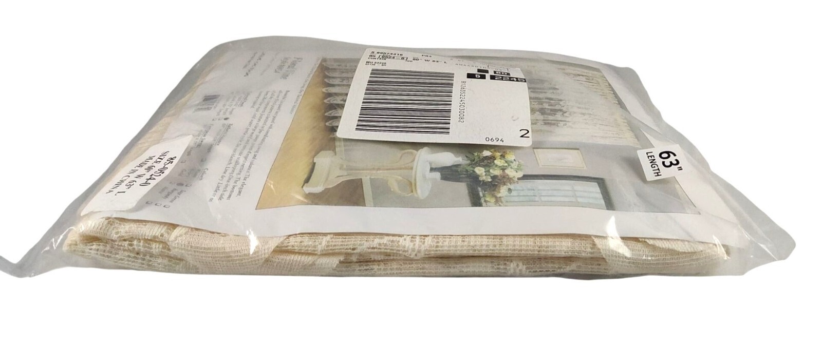 (2) Lorraine Home Fashions Floral Vine Style #6924 Ivory 60" W x 63" L Panels