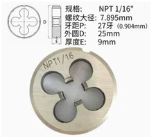 1Pcs 1/16" - 27 NPT Taper Pipe Die 1/16 - 27 TPI