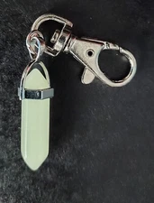 Key Chain Luminous Stone Hexagonal Column-Glow In The Dark (Light Blue Green)