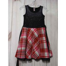 Justice Dress Girls 10 Black Red Flannel