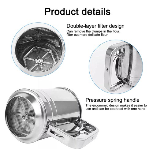 Mesh Flour Sifter Baking Icing Sieve Strainer Cup Sugar Shaker Stainless Steel - Picture 8 of 16