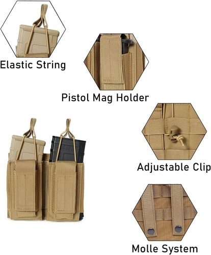 Molle Mag Pouch Double/Triple Stacker 5.56/.223 Open Top Rifle Magazine Pouch - Picture 4 of 6
