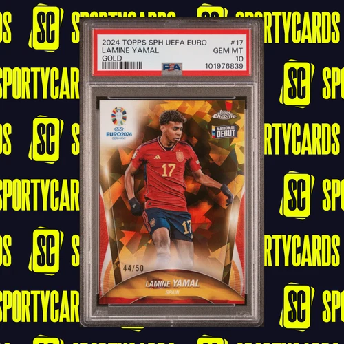 Yamal Laminates /50 PSA 10 2024 Topps Chrome Sapphire UEFA EURO 2024 Gold RC Rookie