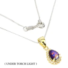925 Sterling Silver Necklace Pear Black Opal 7x5mm Topaz Gemstone Jewelry