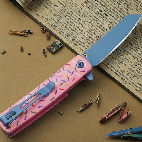 Wharncliffe Folding Knife Hunting Survival Camping Tactical 3Cr13 Steel Pink Cut - Picture 11 of 24