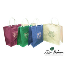 Jute Hessian Colourful Shopping Bag with Pattern (Medium)-100% Natural
