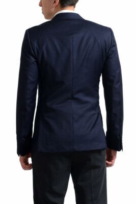 PRADA 2023aw duffle coat navy 48 未使用品 Prada Men's Navy Blue Printed 100% Wool Sport Coat Blazer US