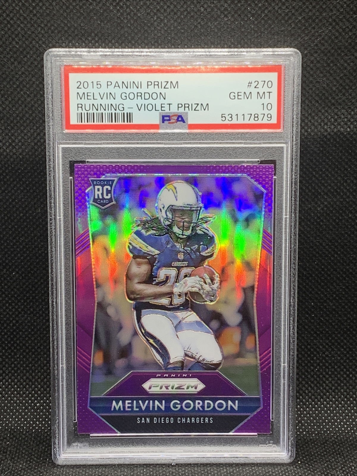 Melvin Gordon Panini Prizm #270 Running-Violet Prizm
