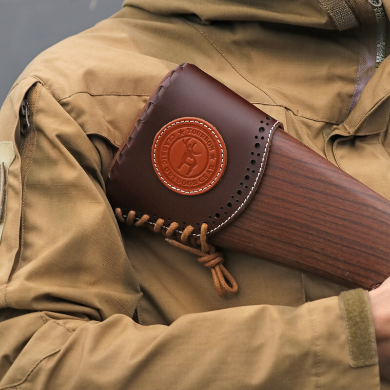 TOURBON Leather Recoil Pad Shotgun Butt Cover Rifle Stock Protector