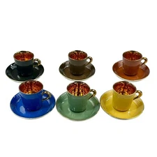 SET OF 6 - Figgjo Demitasse Espresso Cup & Saucer Gold Interior Norway MCM