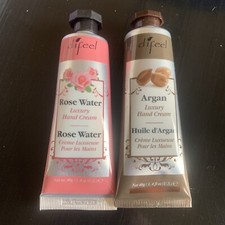 Difeel Luxury Moisturizing Hand Cream - Rosewater 1.4 oz. Argan 1.4 oz -Sealed